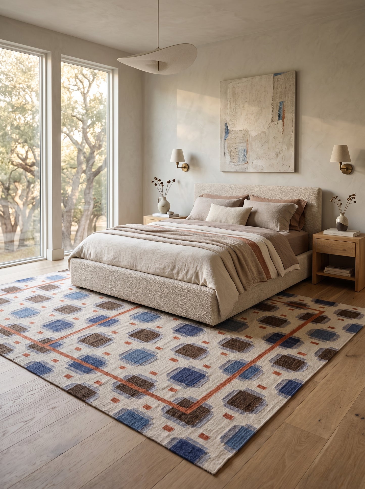 Rust Frame Pixel Handwoven Symmetrical Rug