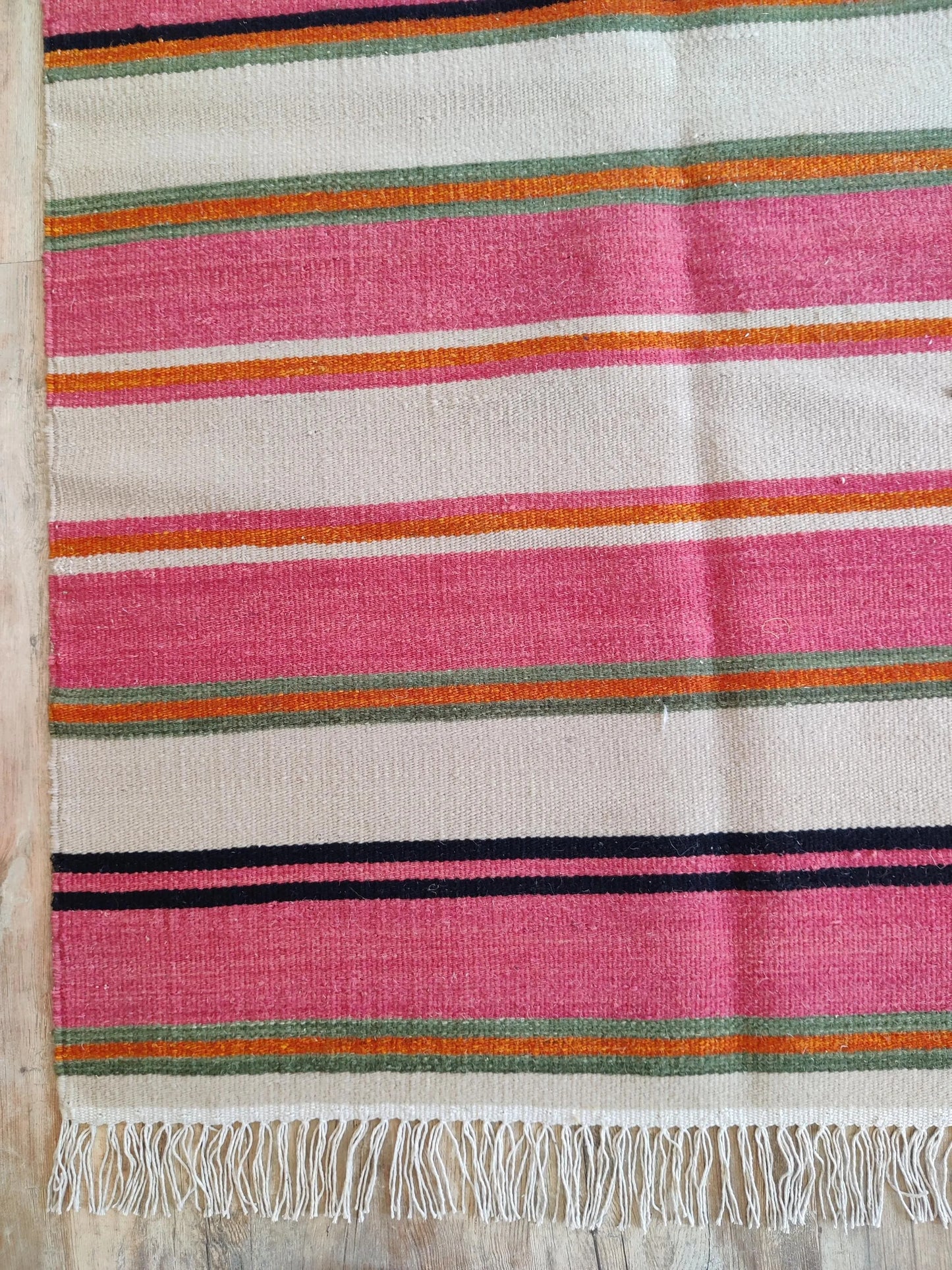Artisan Handwoven Pink Stripe Rug