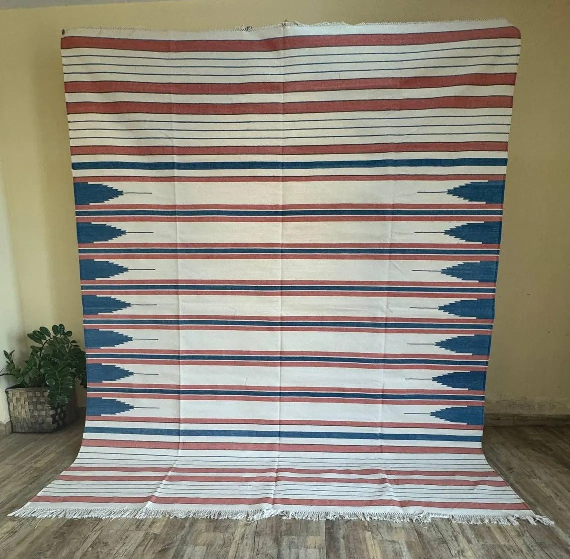 Southwestern Striped Cotton flat weave Rug