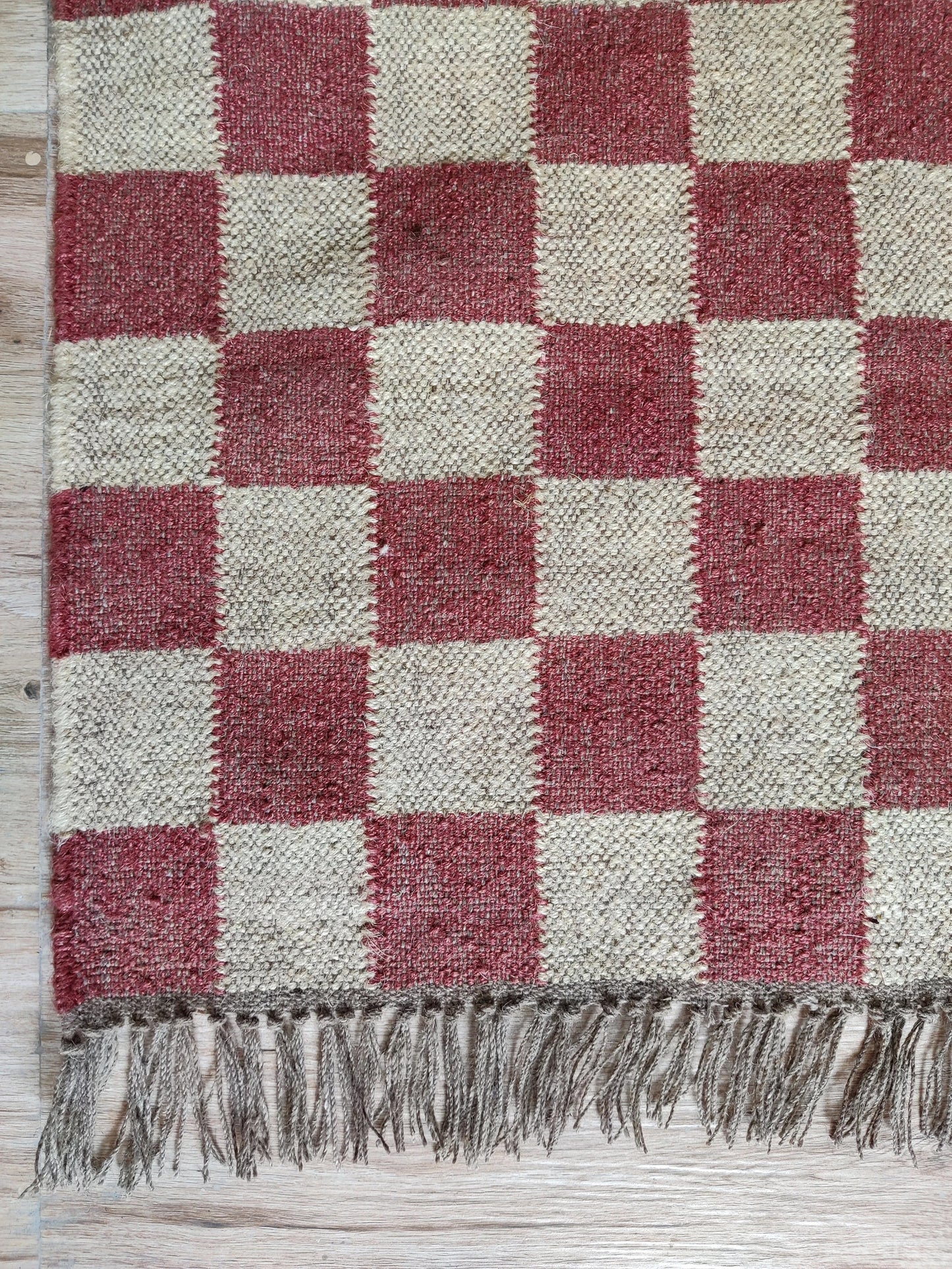 Crimson Checkered Trendy Red Grid Rug for Living Room & Bedroom