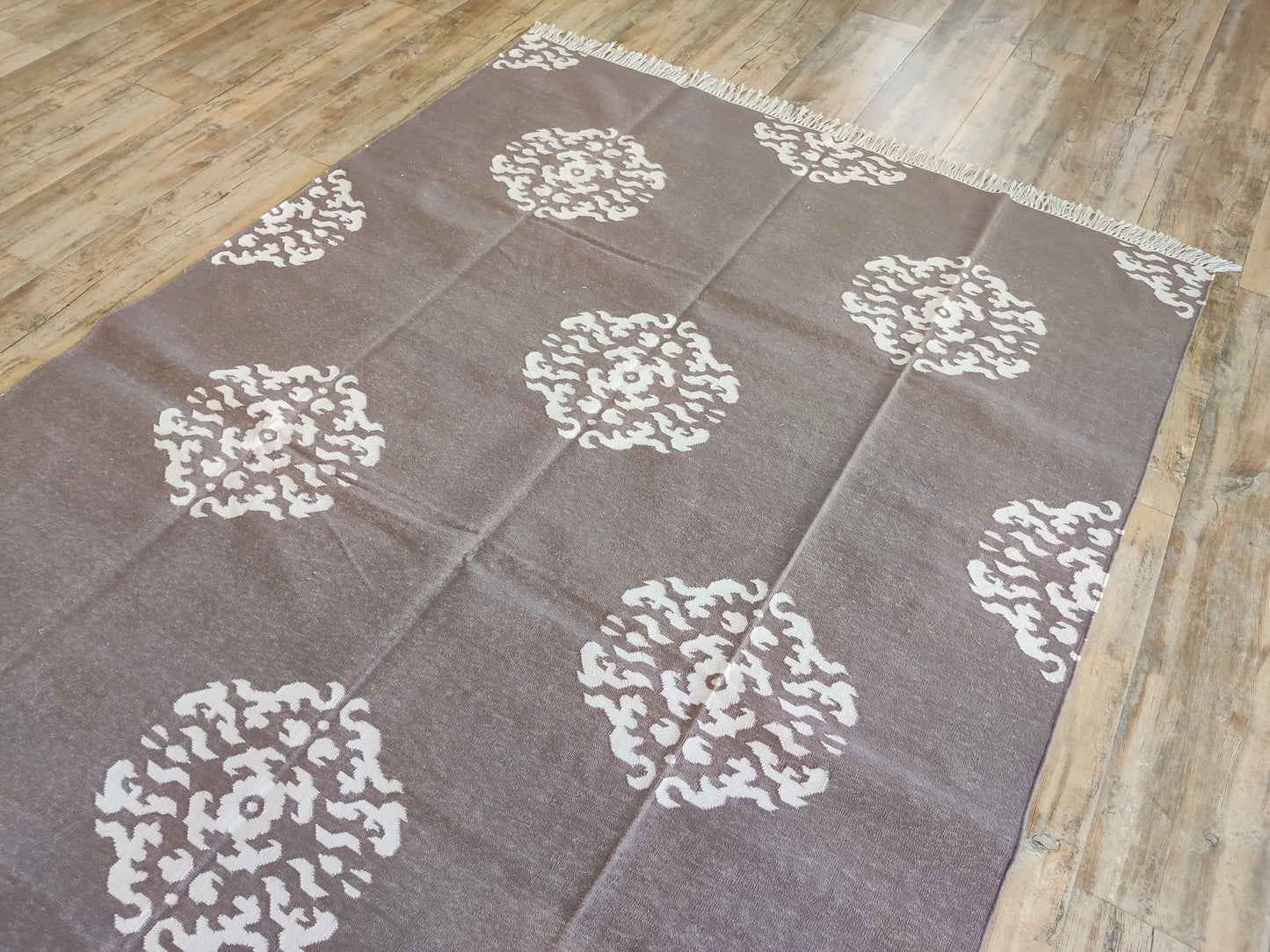 Ornate Floral Medallion Cotton Rug