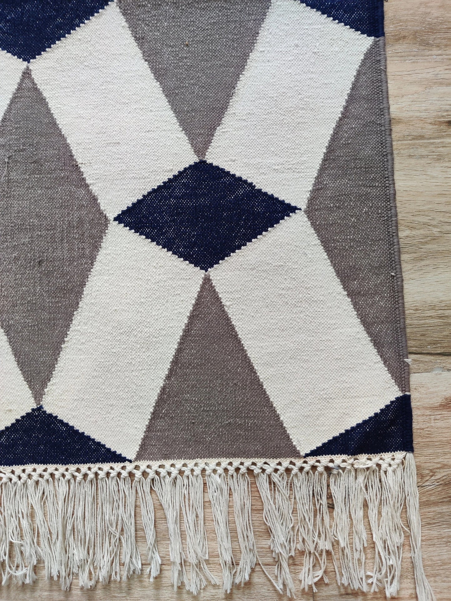 Handmade Harlequin Diamond Cotton flat weave Rug