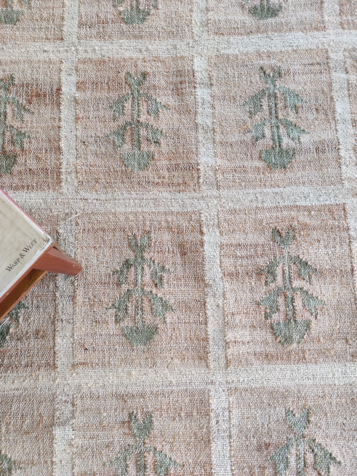 Hand-Woven Botanical Lattice Earth Tone Cotton Jute Rug
