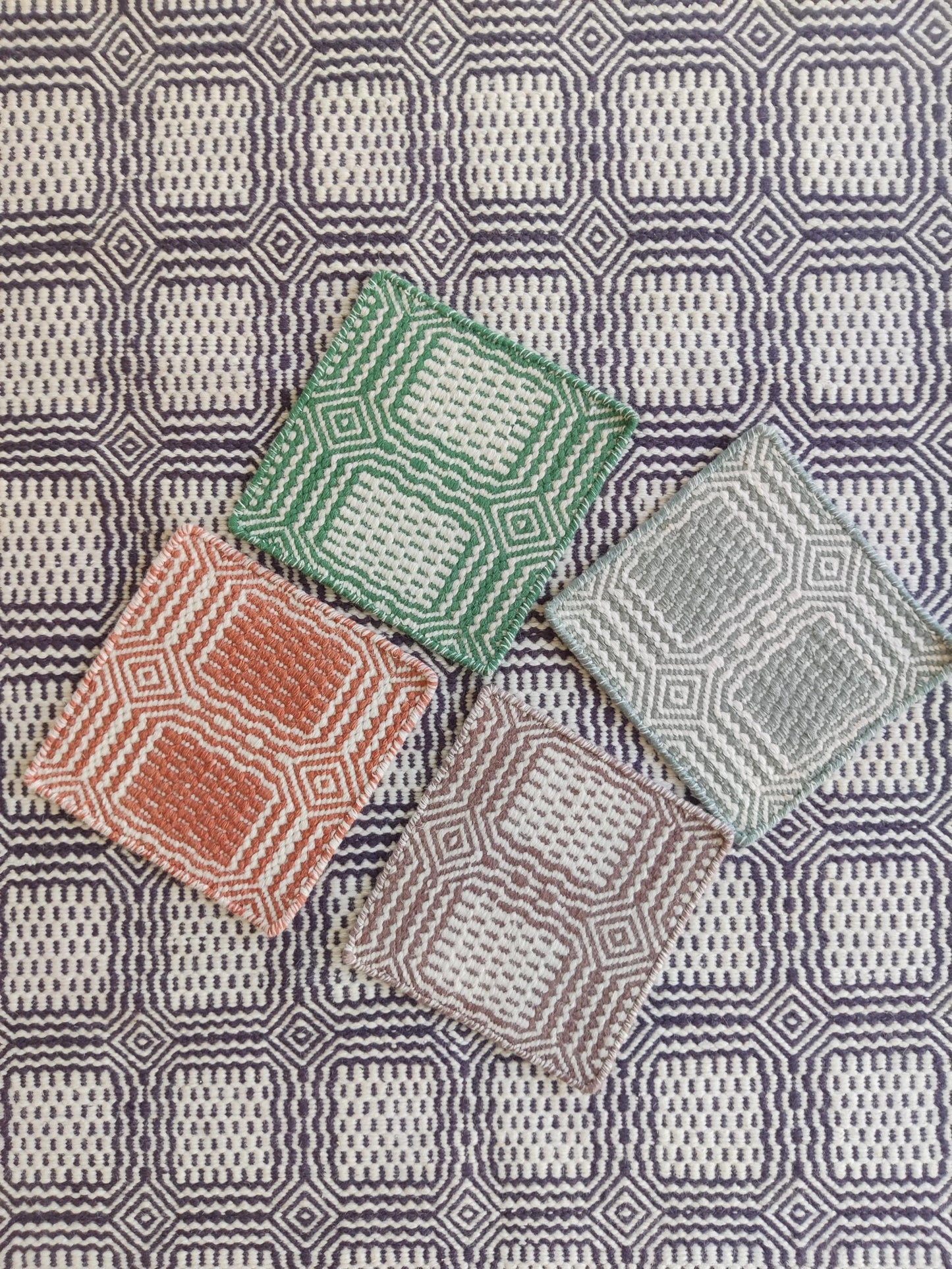 Hand-Woven Charcoal & Ivory Box-Tile Wool Rug