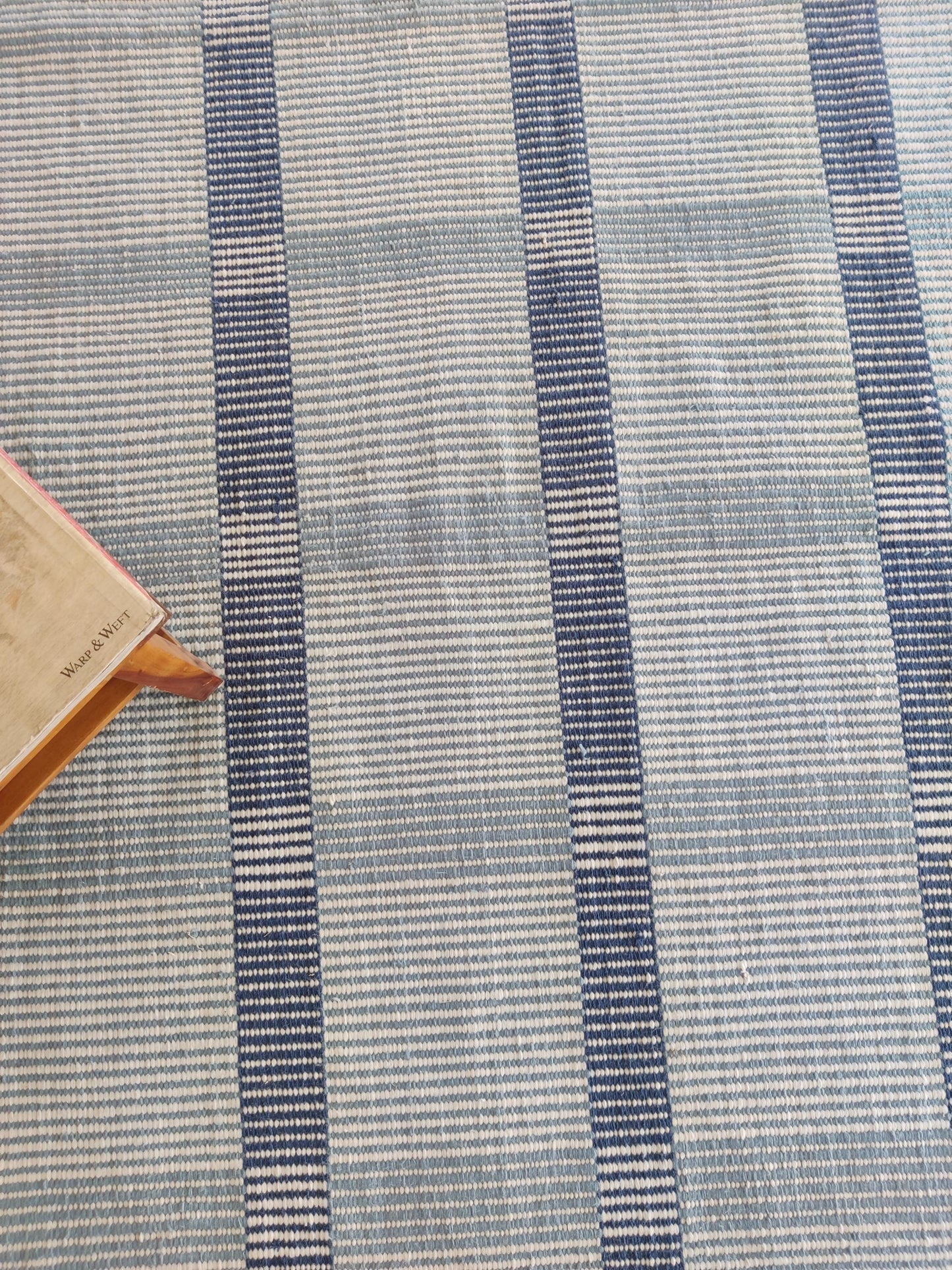 Traditional Indigo Striped Hand-Loomed Area Rug