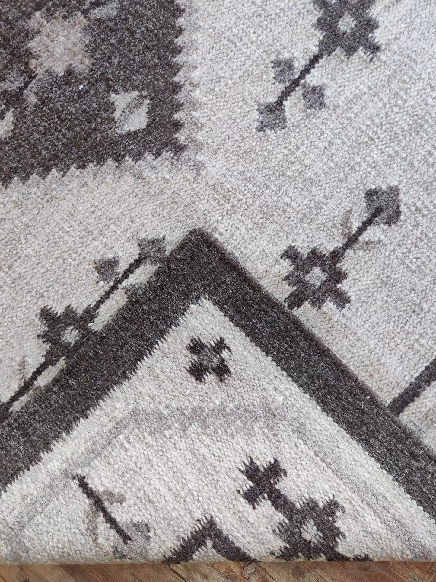Espresso Diamond Heritage Handwoven Native Southwestern Kilim, Custom Size