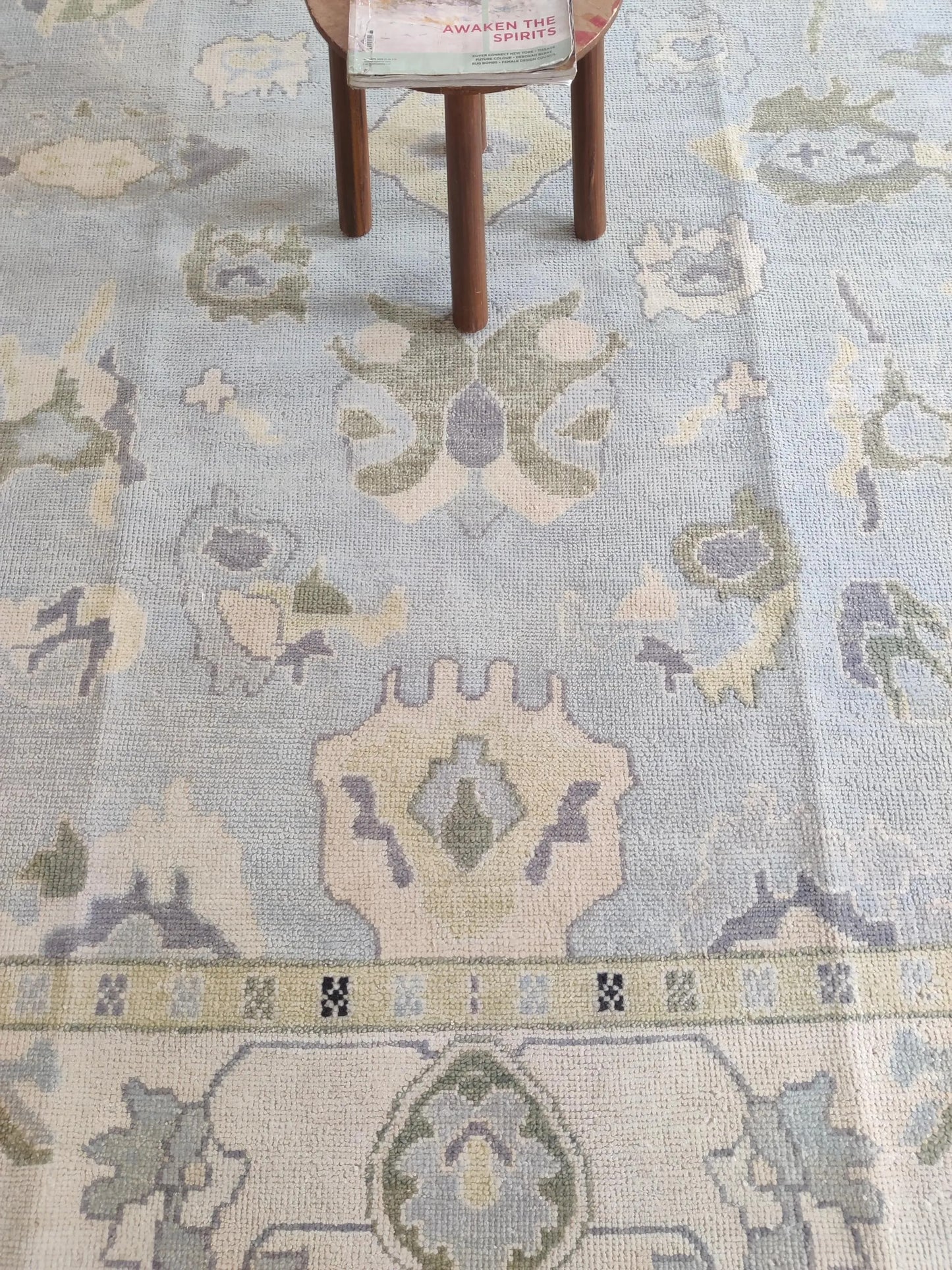 Serene Horizon Hand-Knotted Wool Modern Oushak Rug