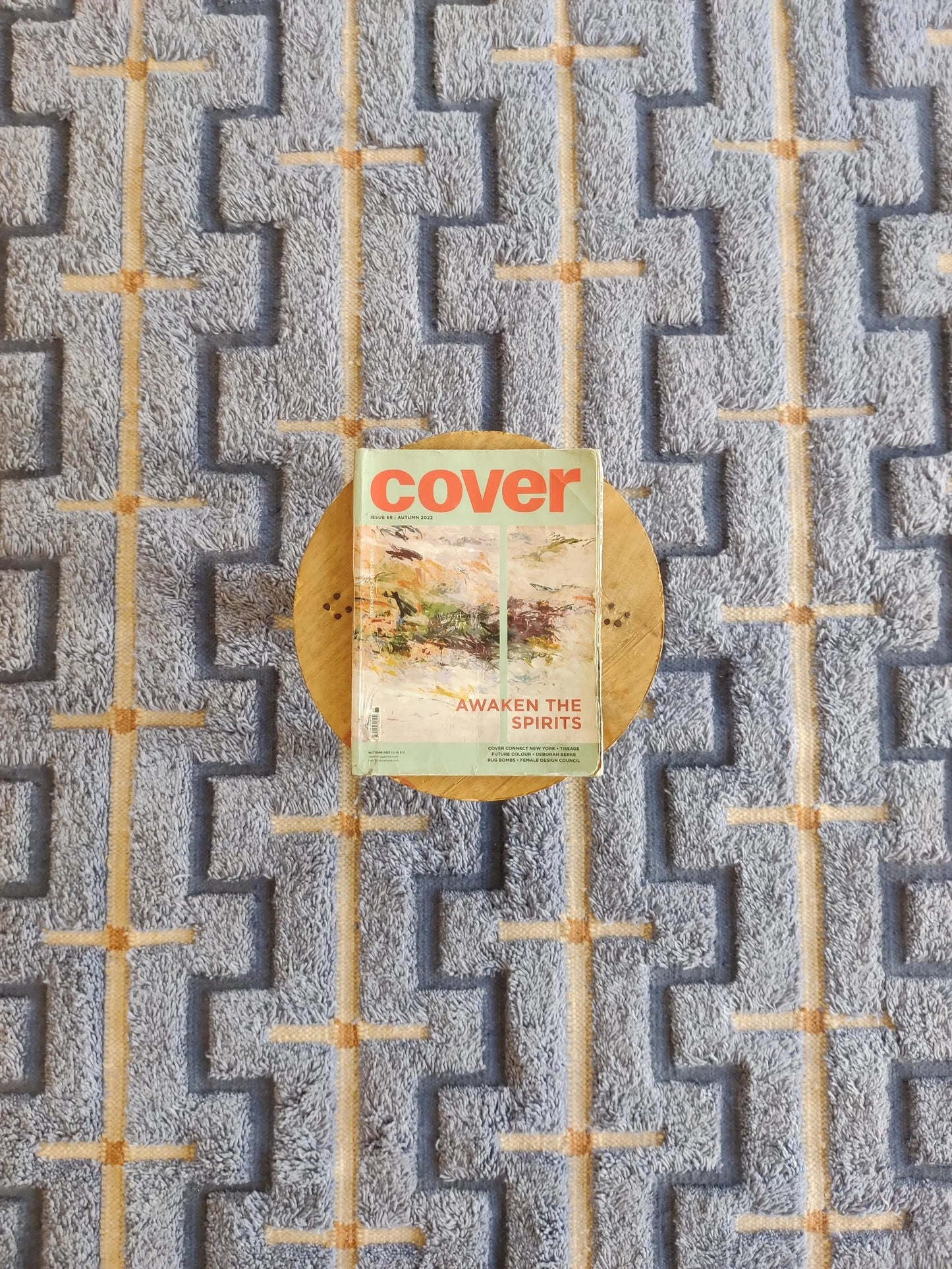 Slate Blue Interlocking Geometric Design - Modern High-Low Textured Area Carpet