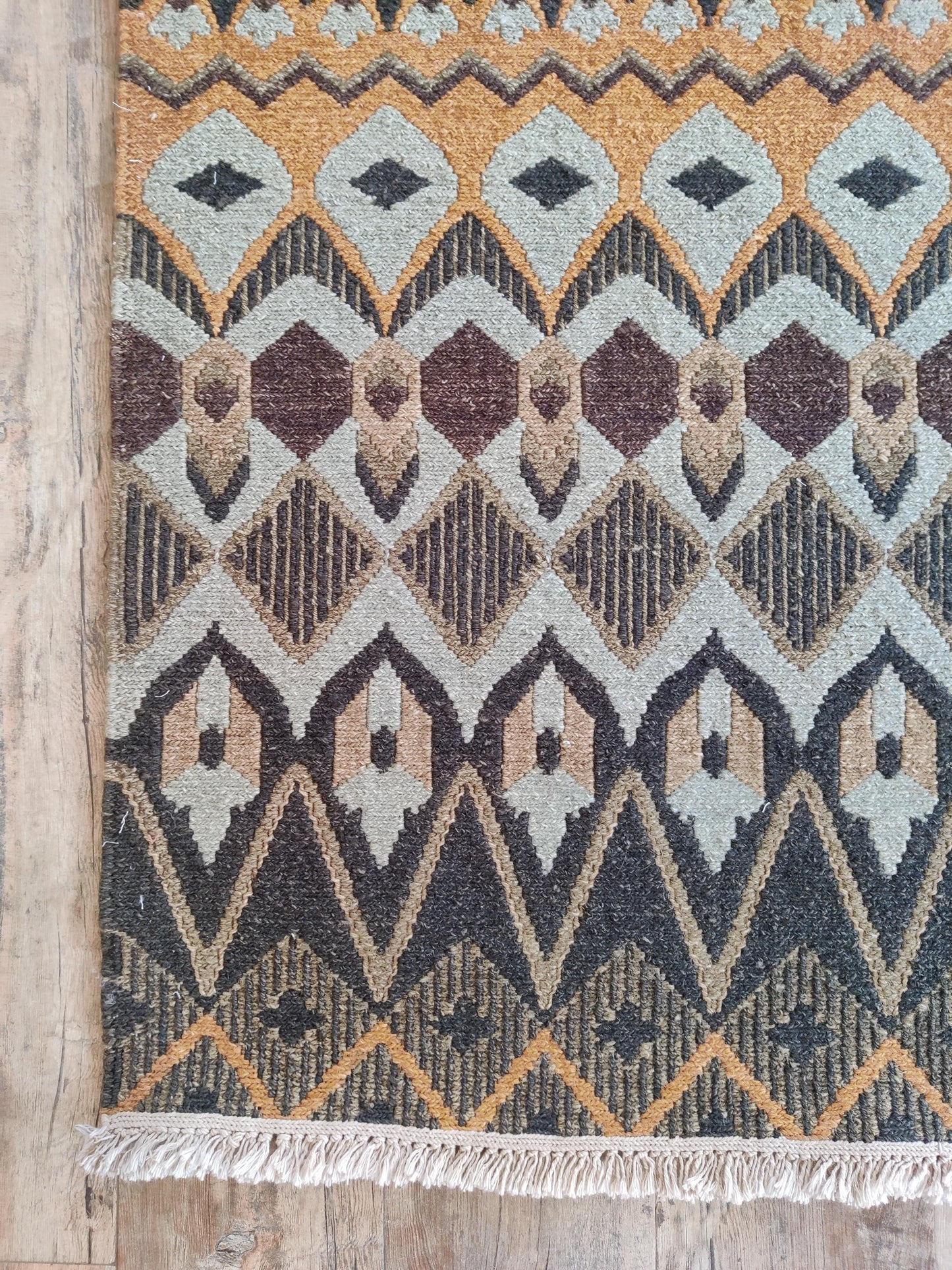 The Desert Prism Mustard Gold & Charcoal Soumak Rug