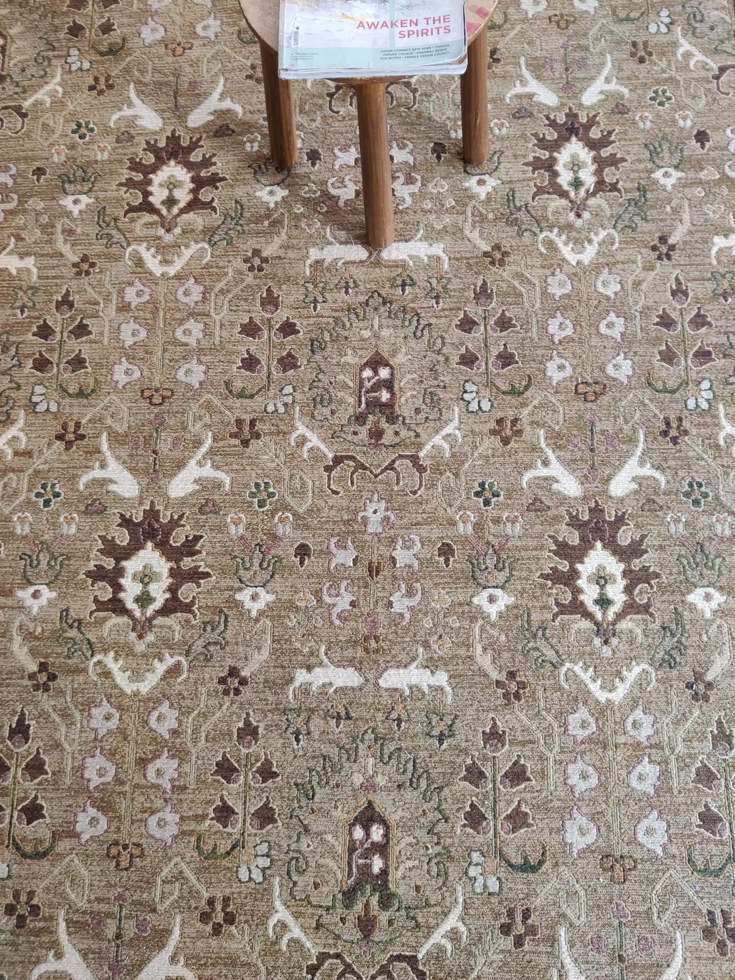 Mughal Garden Moss Olive Green Soumak Rug