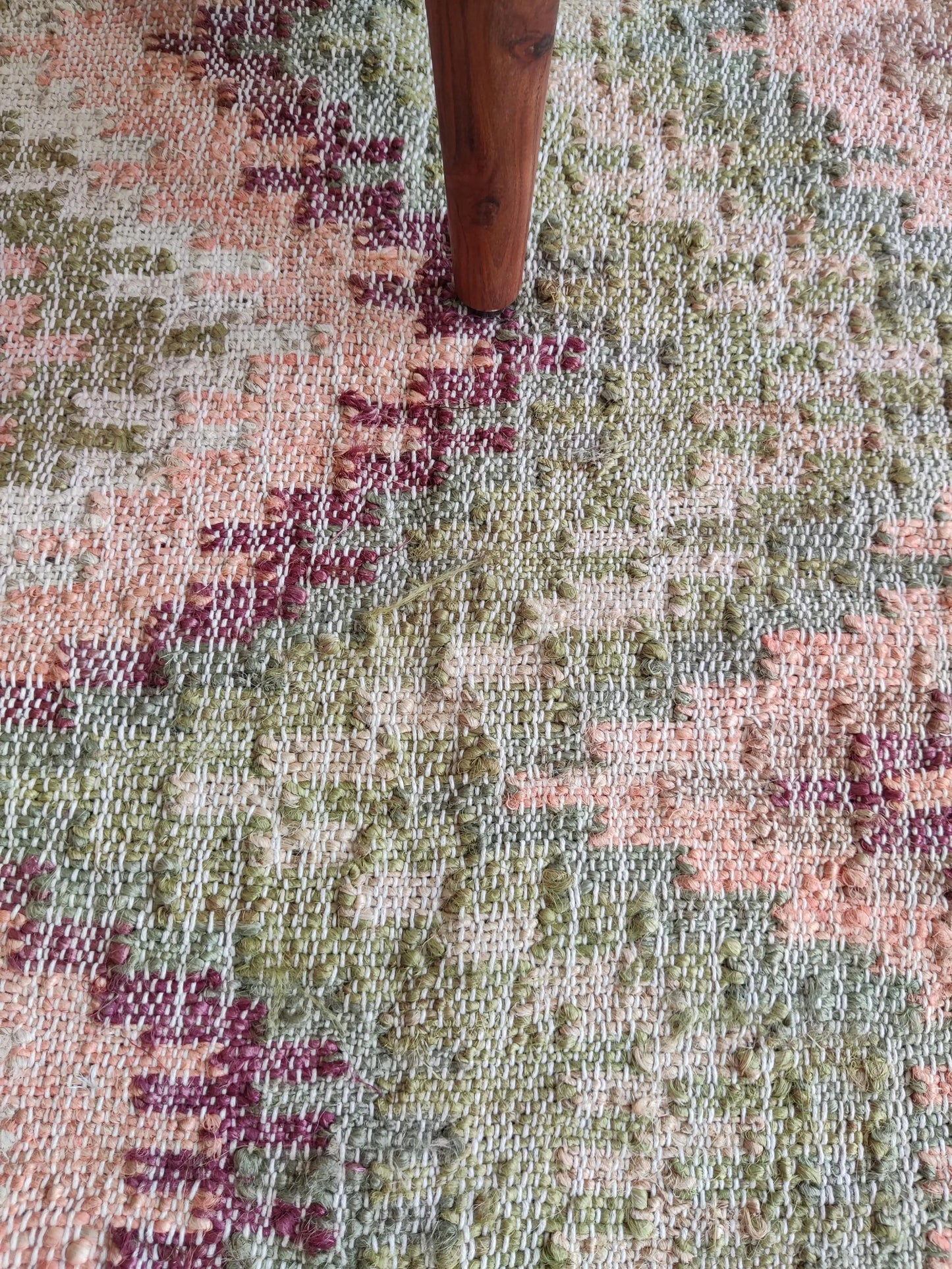 Handwoven Cotton Jute Rug, Zigzag Flatweave Carpet,