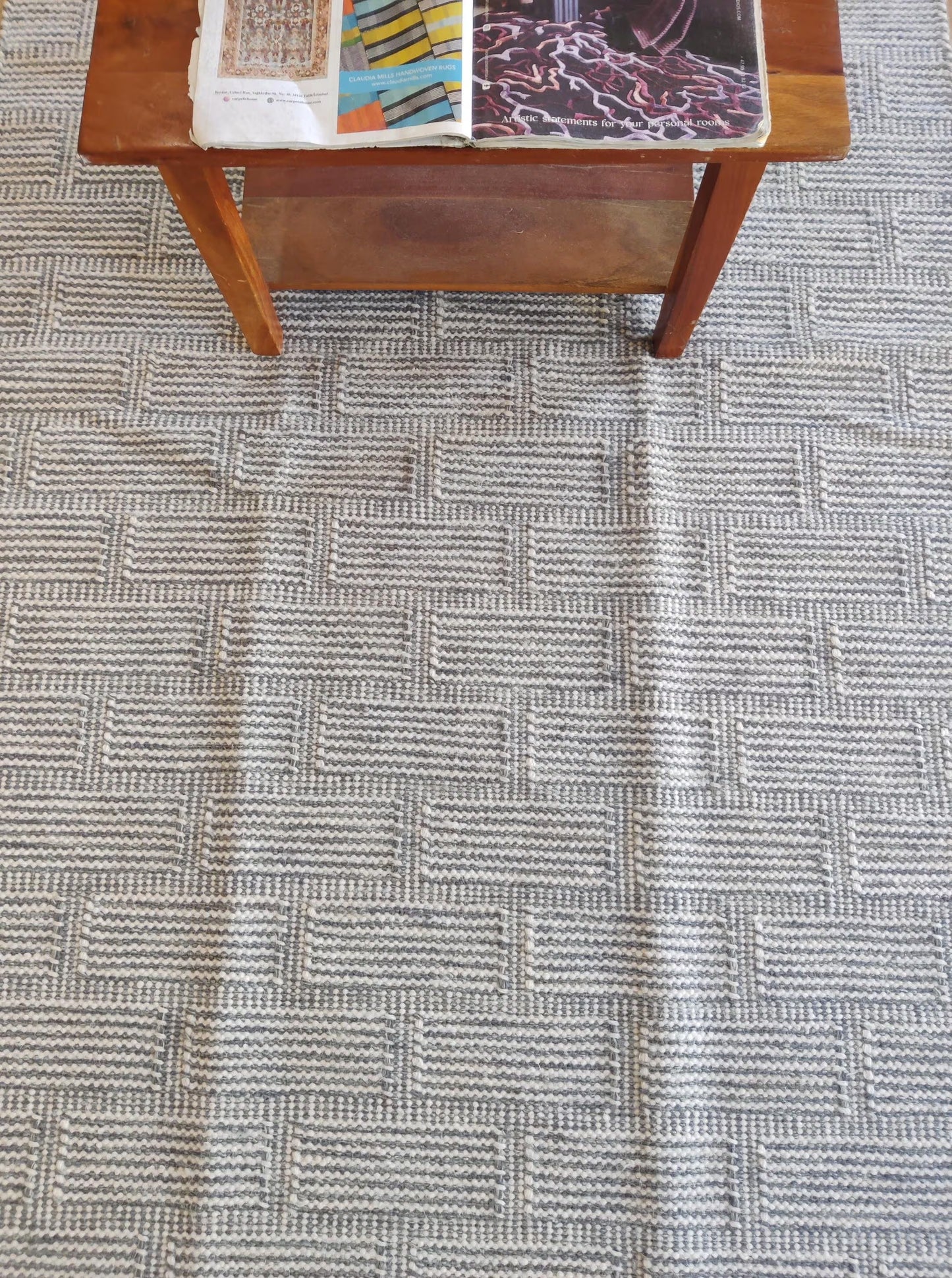 Wool Carpet in Architectural Grid Pattern