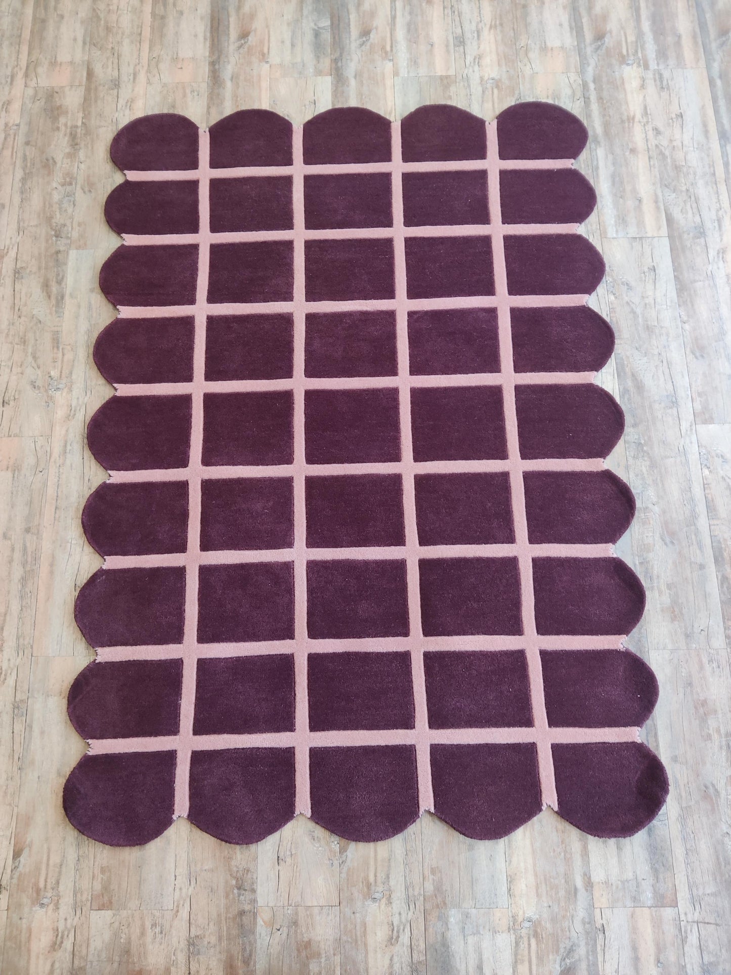 Velvet Berry Windowpane High-Quality Handcrafted Sculptural Floor Decor