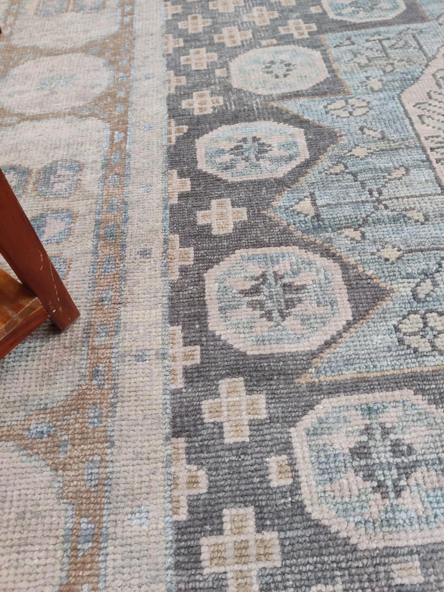 Hand-Knotted Muted Mamluk Octagonal Wool Carpet Rug