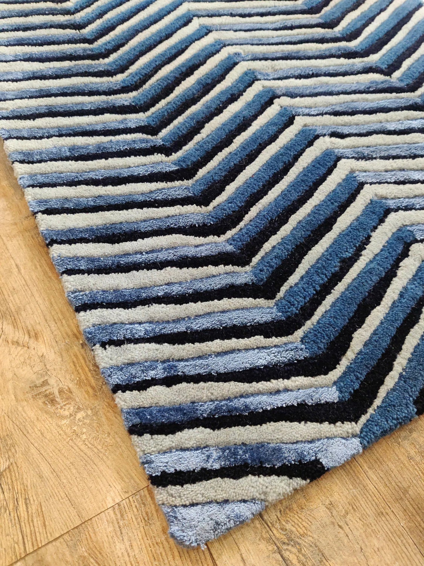 Contemporary Thick Pile Wool Rug for Living Room Bedroom
