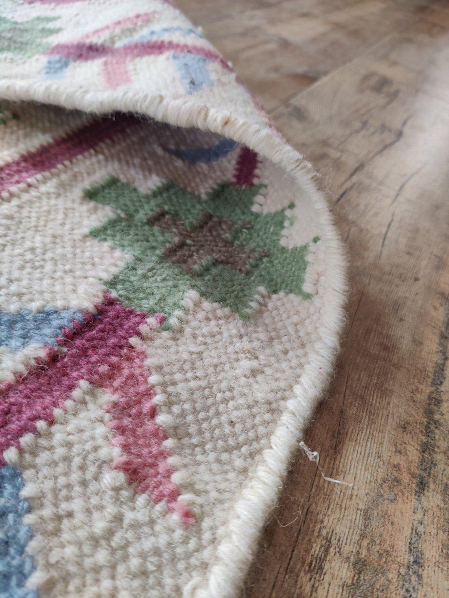 Handmade Vintage Wool Rug with Tribal Pattern
