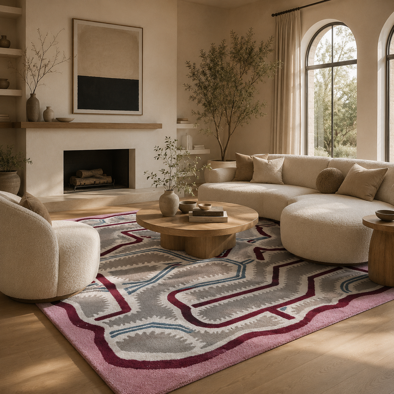 Postmodern Abstract Wool Tufted Area Rug