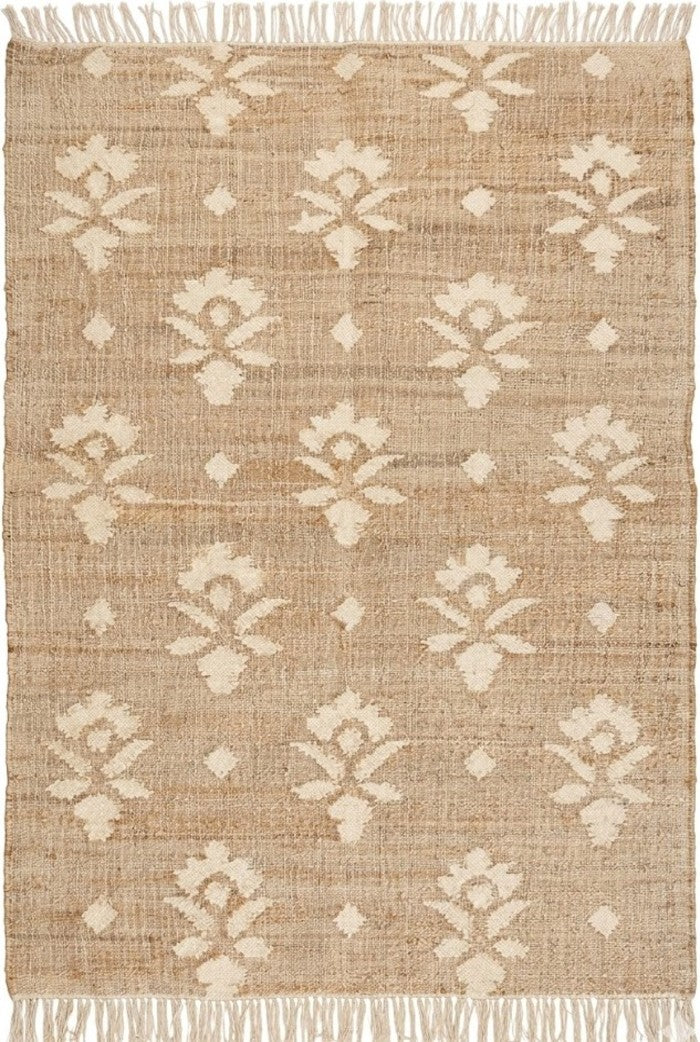 Hand-Woven White Flower Farmhouse Decor Floor Carpet