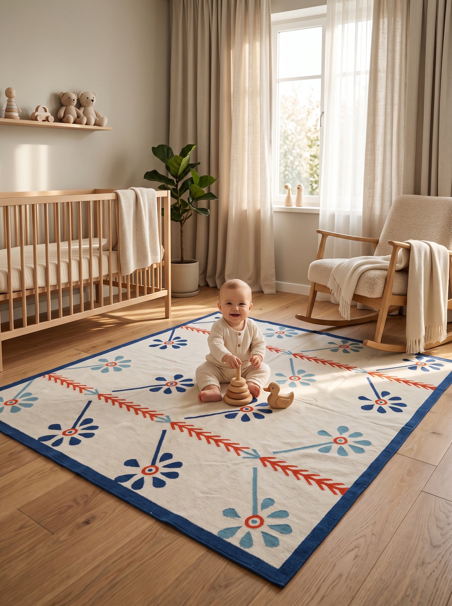 Blue Meadow Bloom Nordic Botanical Rug