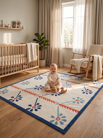 Blue Meadow Bloom Nordic Botanical Rug