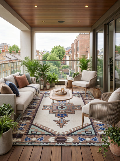 Southwestern Hand Tufted Wool Rug, Tribal Area Rug, Navajo Inspired Carpet