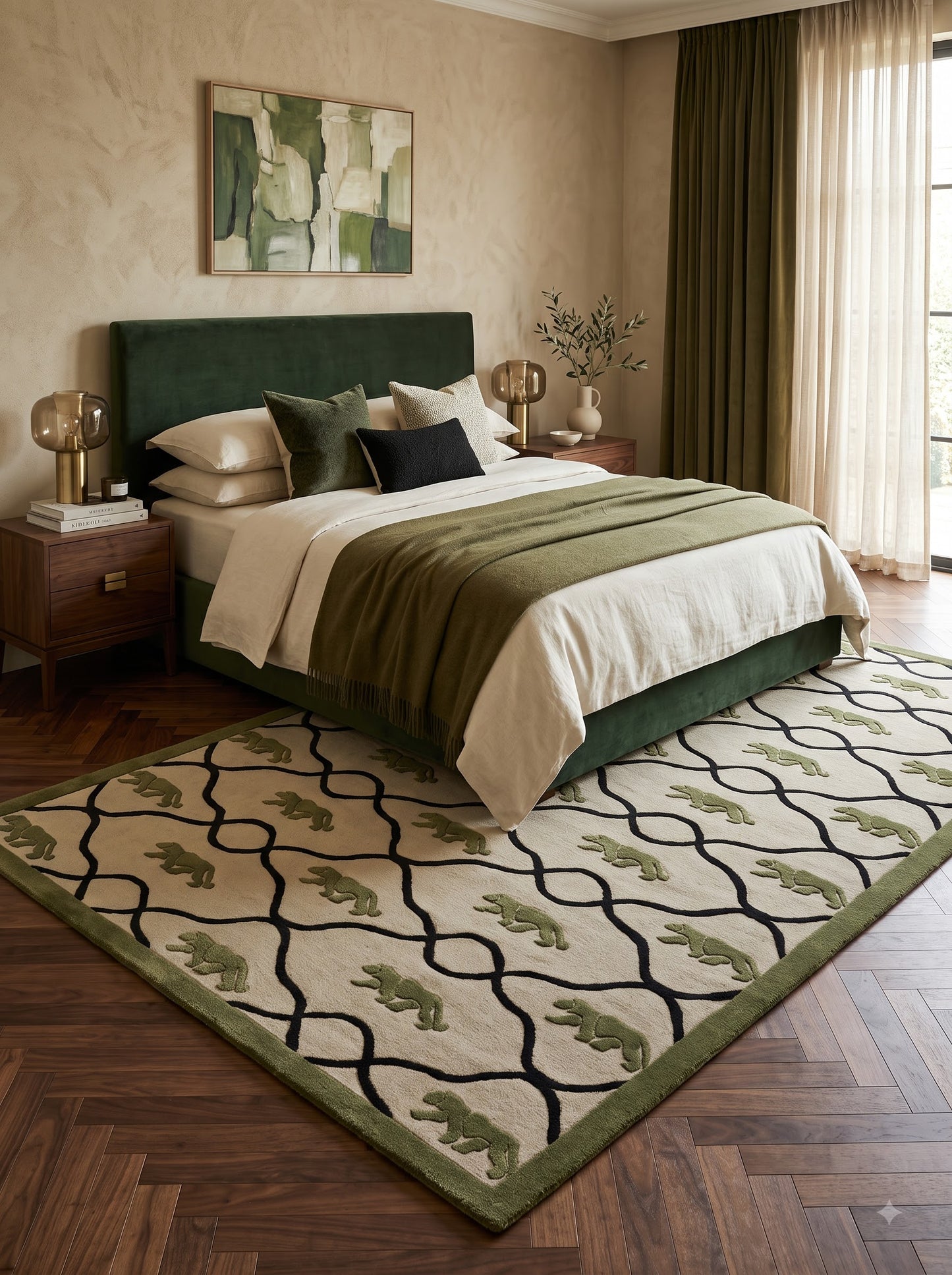 Olive Safari Lattice Abstract Lattice Carpet
