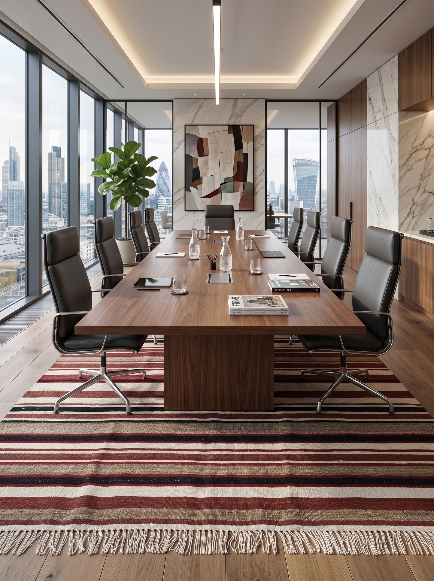 Handwoven Earth Tone Striped Cotton Wool Rug
