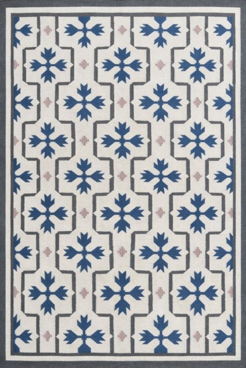 Elegant Navy Blue Snowflake Geometric Pattern