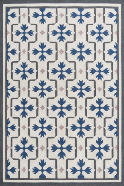Elegant Navy Blue Snowflake Geometric Pattern