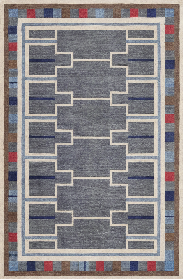 Geometric Vintage Scandinavian Swedish Kilim Rug