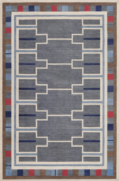 Geometric Vintage Scandinavian Swedish Kilim Rug