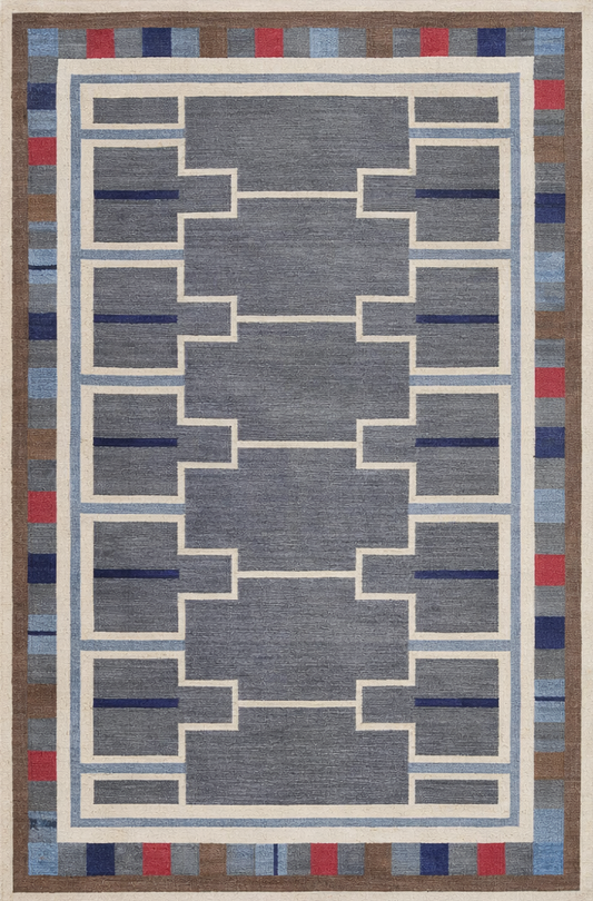Geometric Vintage Scandinavian Swedish Kilim Rug