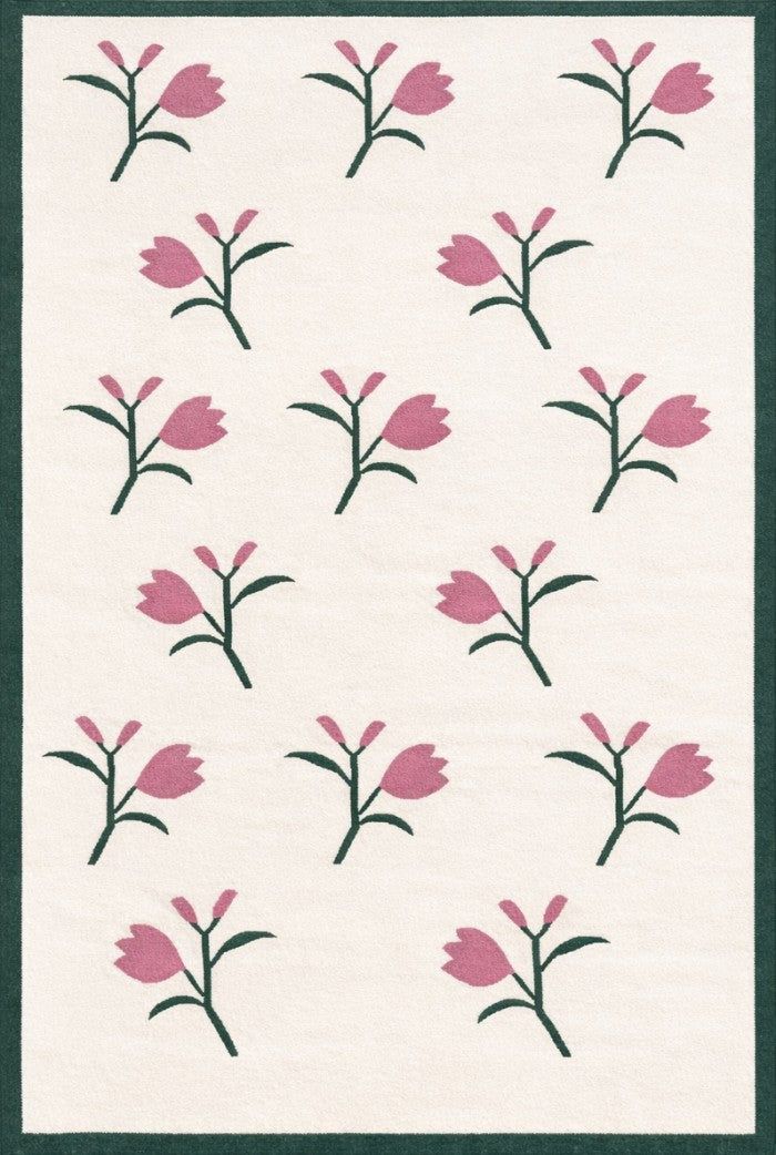 Bohemian Cottagecore Décor Tulip Pattern Carpet