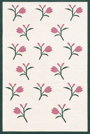Bohemian Cottagecore Décor Tulip Pattern Carpet