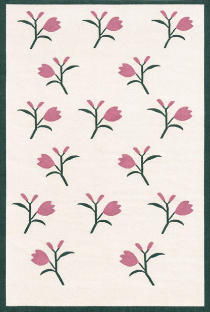 Bohemian Cottagecore Décor Tulip Pattern Carpet