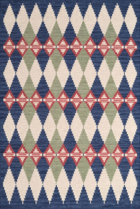 Handwoven Cotton Wool Rug,Diamond Pattern Carpet