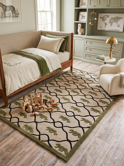 Olive Safari Lattice Abstract Lattice Carpet