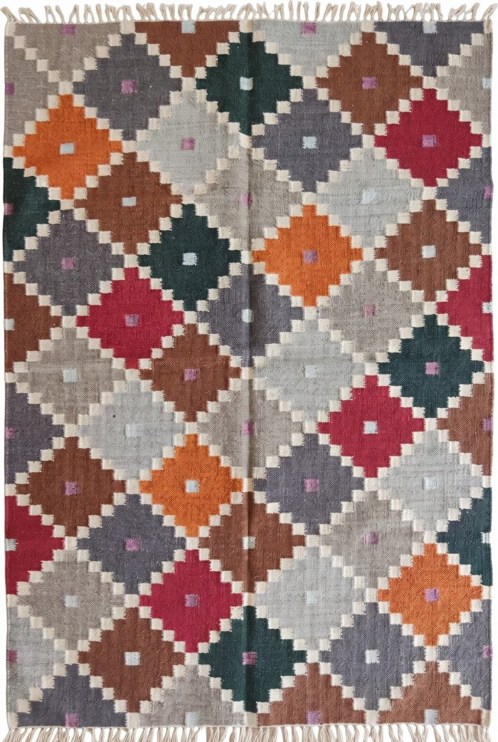 Bohemian Mosaic Diamond  Handwoven Southwestern Style Rug