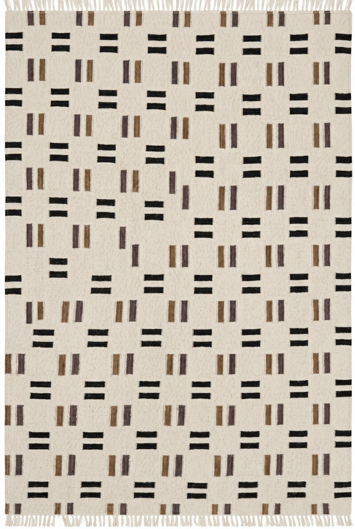 Bauhaus Dash Grid Geometric Minimalist Parallel Dash Flatweave Area Rug