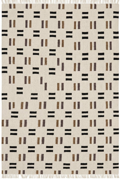 Bauhaus Dash Grid Geometric Minimalist Parallel Dash Flatweave Area Rug