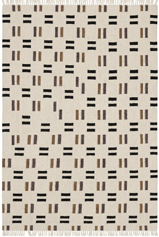 Bauhaus Dash Grid Geometric Minimalist Parallel Dash Flatweave Area Rug