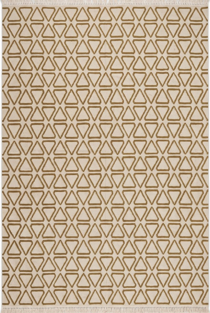 Ochre Triangle Lattice Repeating Triangle Flatweave Area Rug
