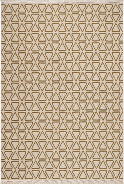 Ochre Triangle Lattice Repeating Triangle Flatweave Area Rug