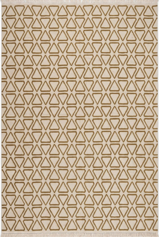 Ochre Triangle Lattice Repeating Triangle Flatweave Area Rug