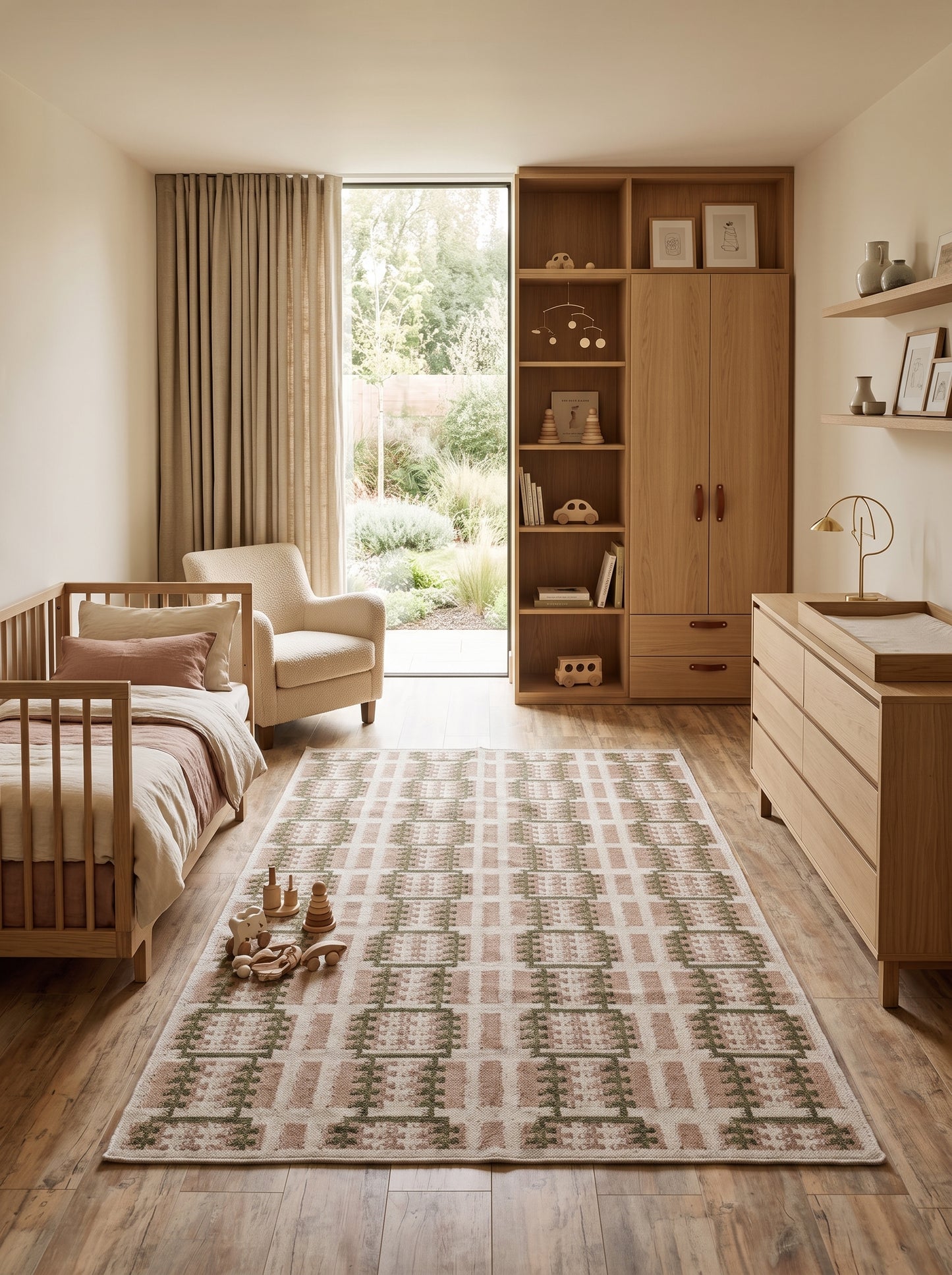Sage & Earth Stairway Vertical Grid Pattern Area Rug