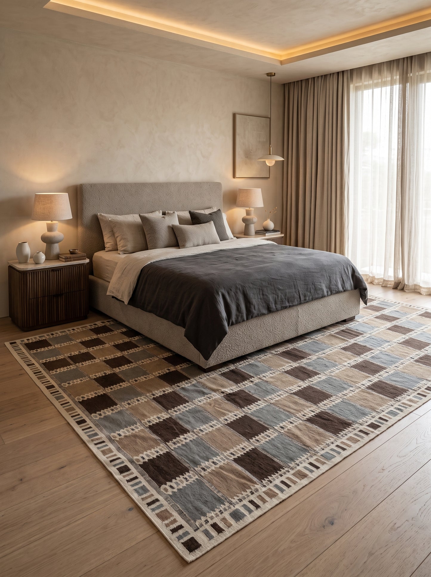 Earthy Checkered Horizon Living Room Decor rug