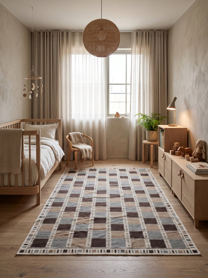 Earthy Checkered Horizon Living Room Decor rug