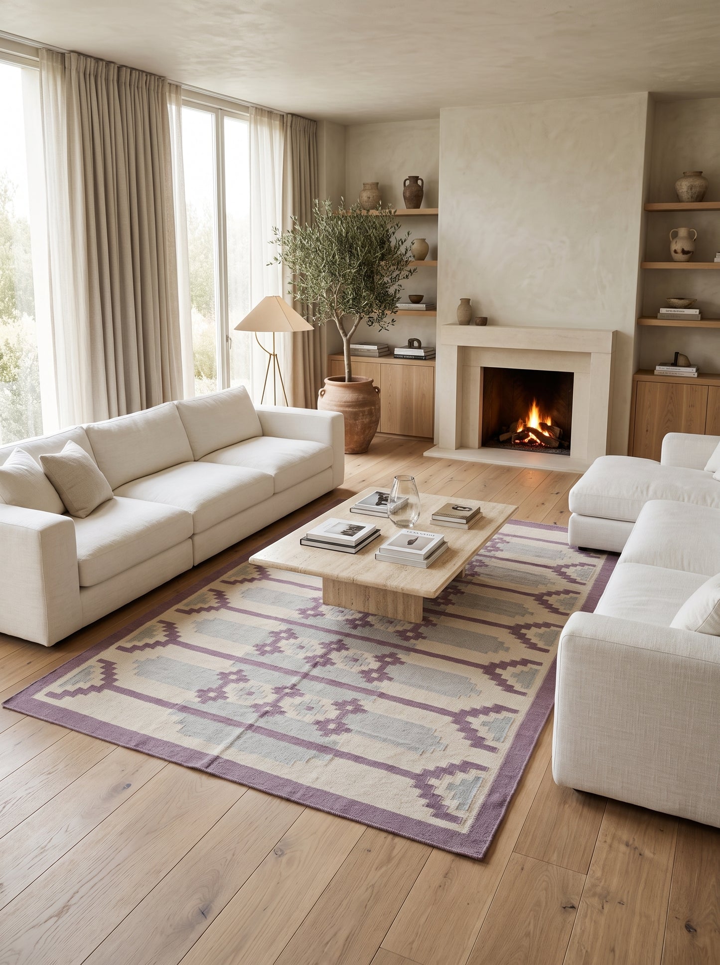 Pastel Geometric Flatweave Southwestern Rug