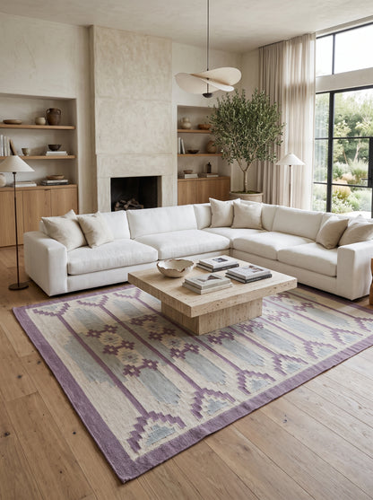 Pastel Geometric Flatweave Southwestern Rug