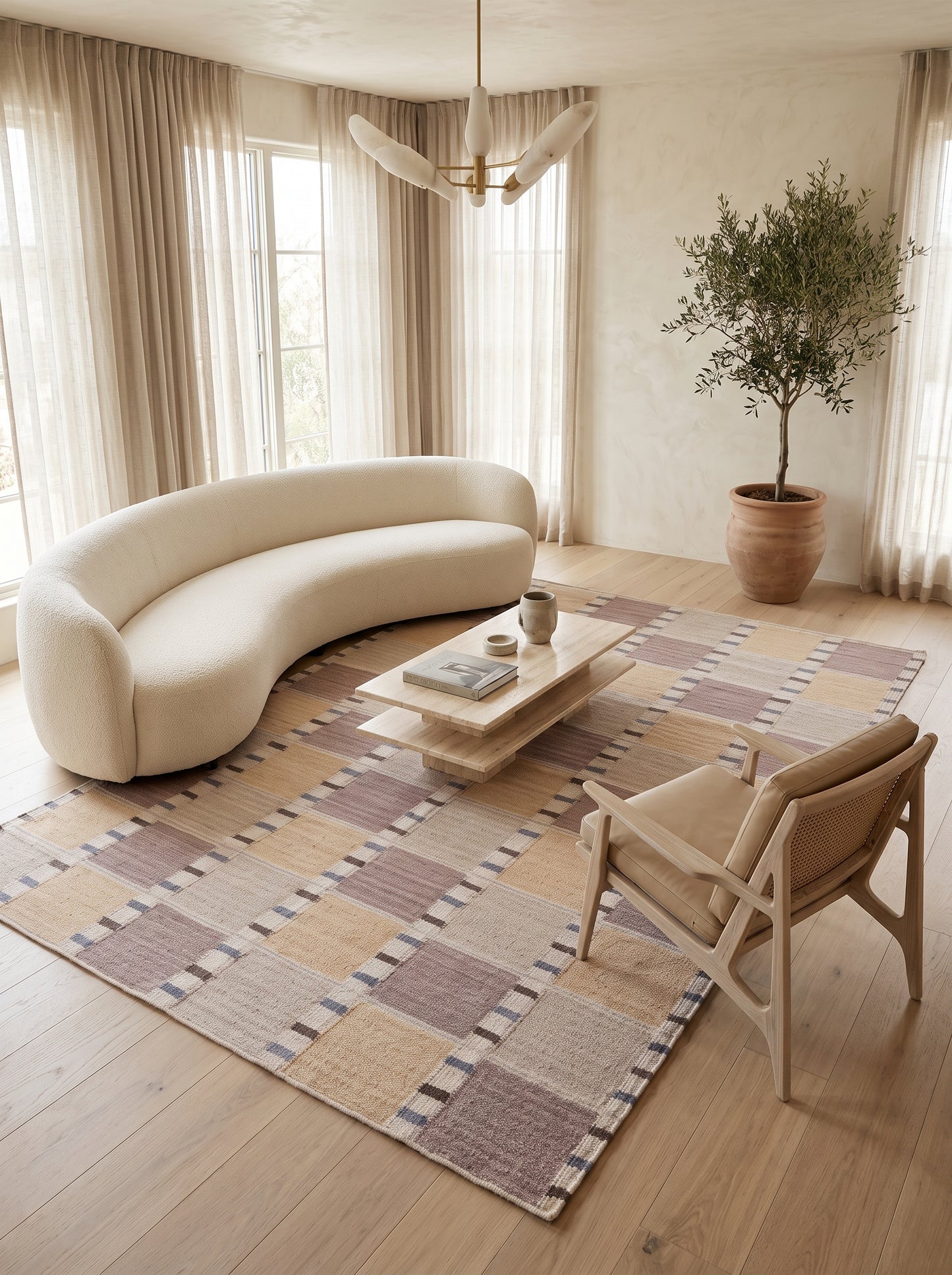 Pastel Checkerboard Horizon Pastel Grid Dhurrie Rug